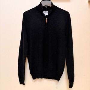John W. Nordstrom black 100% Cashmere Quarter-zip Preppy Sweater Size M